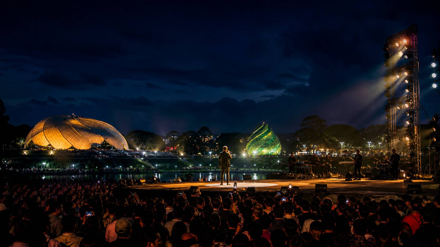AI-generated illustrative concert scene at Quảng trường Lâm Viên for the verified Lê Bảo Bình Đà Lạt listing
