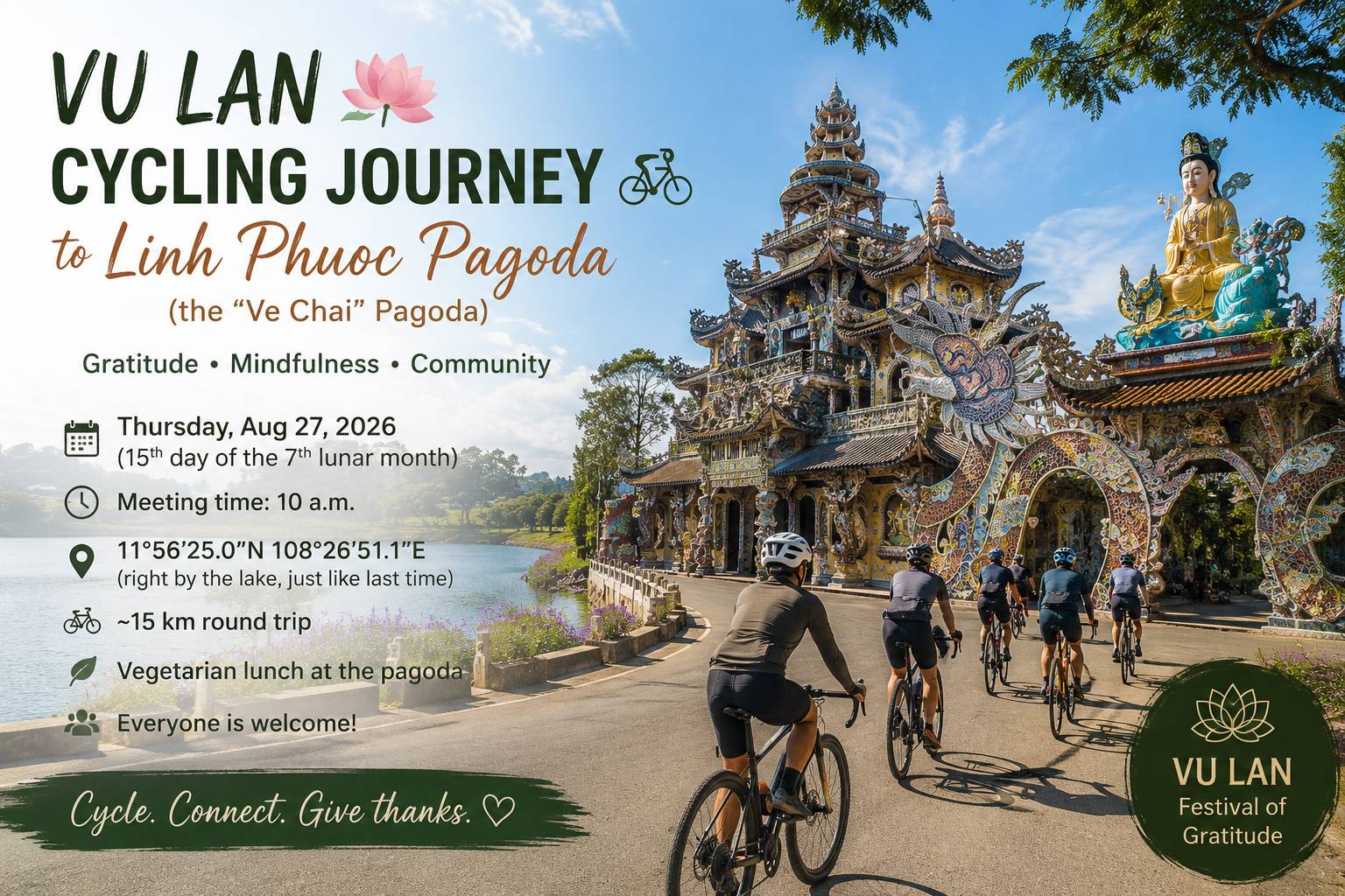 🚴 Vu Lan Cycling Journey to Linh Phuoc Pagoda