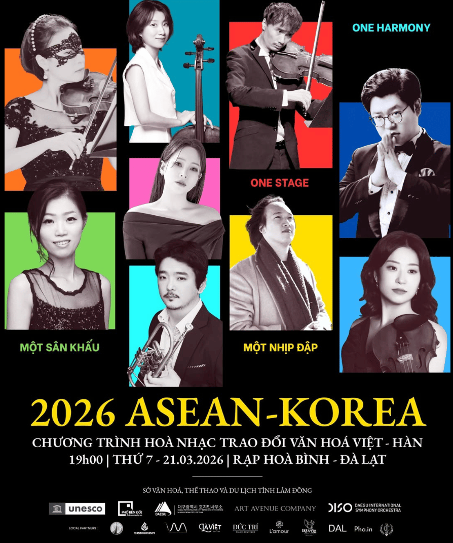 [ĐÀ LẠT - 19h00 - 21.03.2026] ASEAN-KOREA | Chương trình hoà nhạc trao đổi văn hoá Việt - Hàn