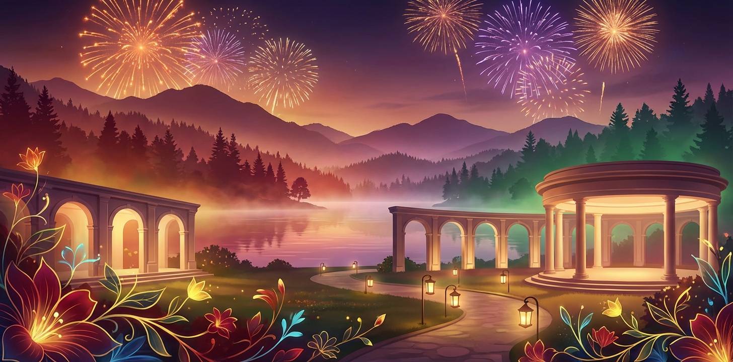 Tempat Pertemuan Kumpulan untuk Pertunjukan Bunga Api di Tasik Xuan Huong